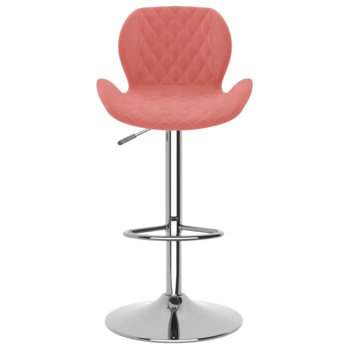 Tabourets de bar lot de 2 rose velours – Image 2