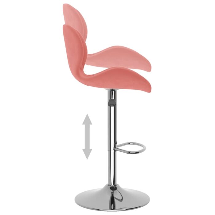 Tabourets de bar lot de 2 rose velours – Image 6