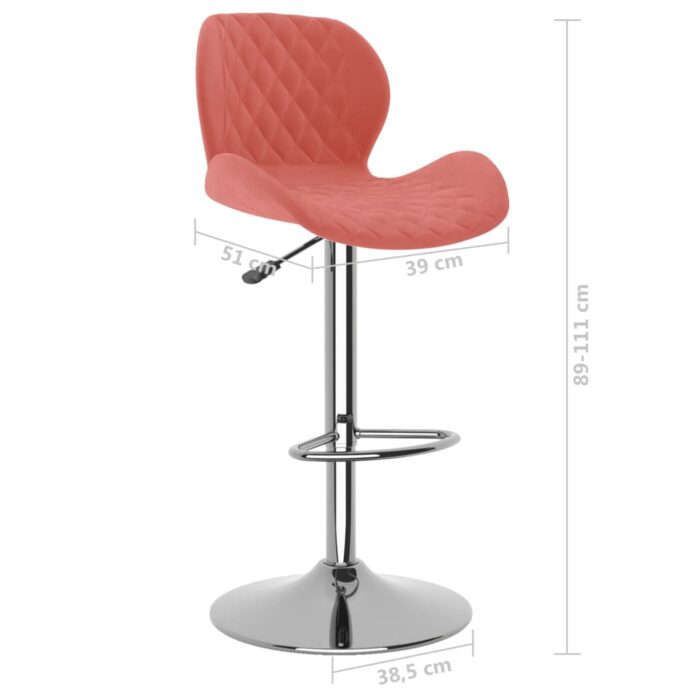 Tabourets de bar lot de 2 rose velours – Image 7