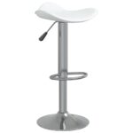 Tabourets de bar lot de 2 blanc acier chromé et cuir artificiel – Image 2