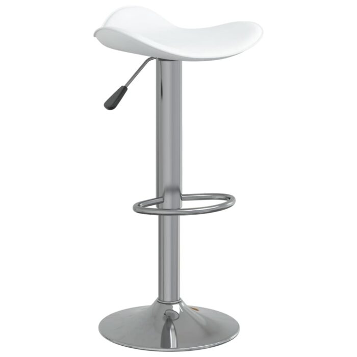 Tabourets de bar lot de 2 blanc acier chromé et cuir artificiel – Image 2