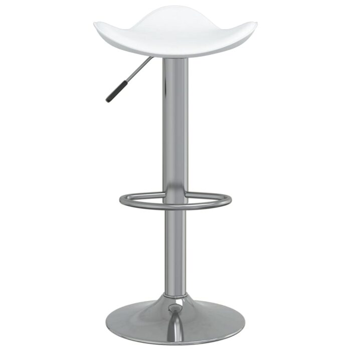 Tabourets de bar lot de 2 blanc acier chromé et cuir artificiel – Image 3