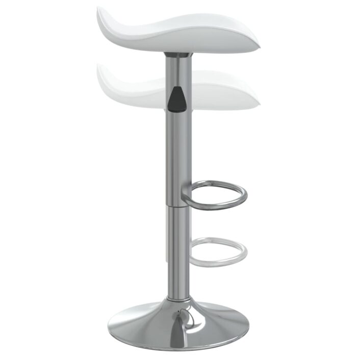 Tabourets de bar lot de 2 blanc acier chromé et cuir artificiel – Image 7