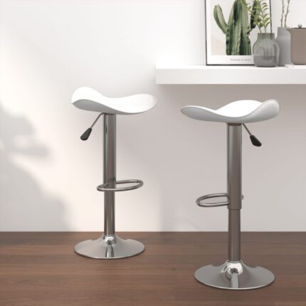 Tabourets de bar lot de 2 blanc acier chromé et cuir artificiel