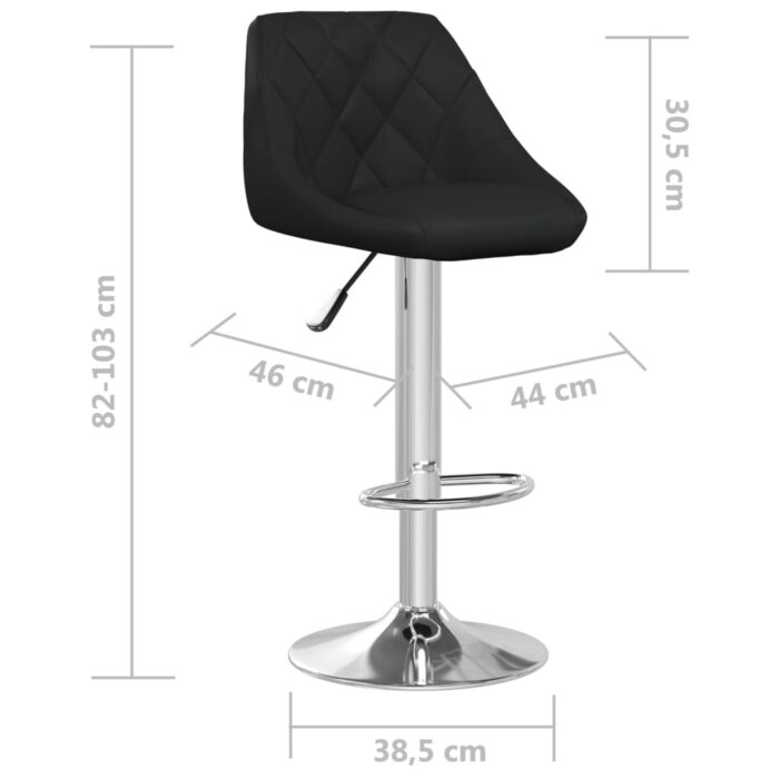 Tabourets de bar lot de 2 noir similicuir – Image 7