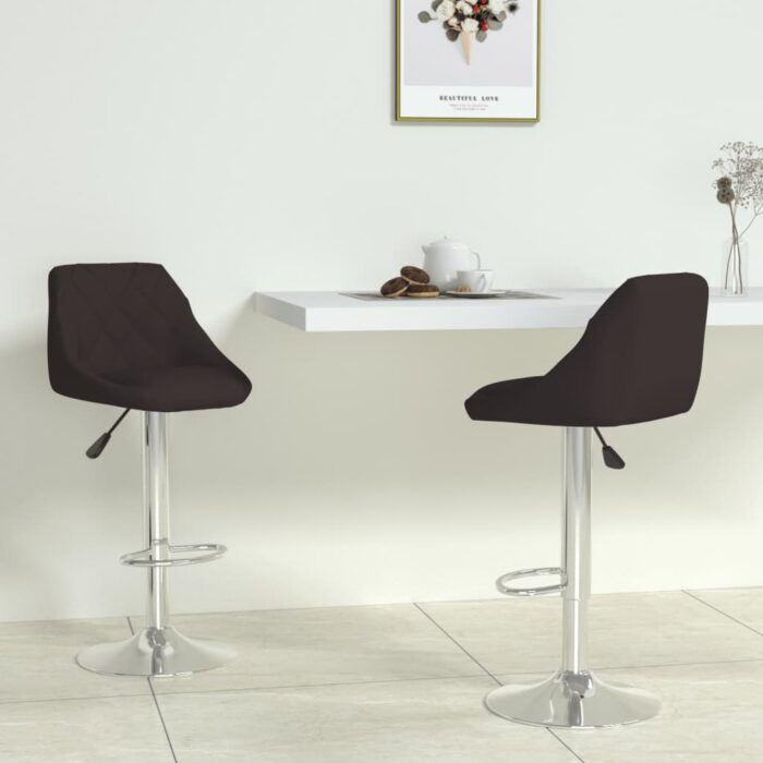 Tabourets de bar lot de 2 noir similicuir – Image 1