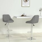 Tabourets de bar lot de 2 gris similicuir