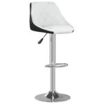 Tabourets de bar lot de 2 blanc et noir similicuir – Image 3