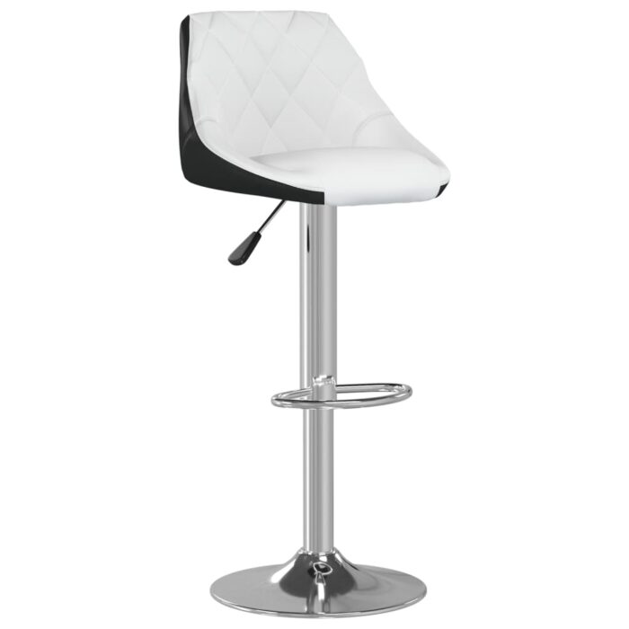 Tabourets de bar lot de 2 blanc et noir similicuir – Image 3