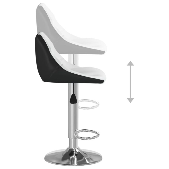Tabourets de bar lot de 2 blanc et noir similicuir – Image 8