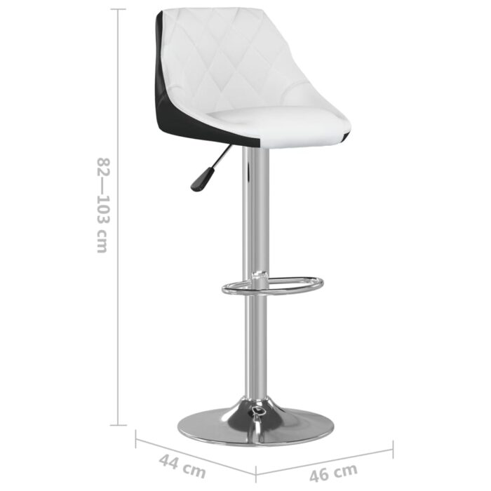 Tabourets de bar lot de 2 blanc et noir similicuir – Image 9