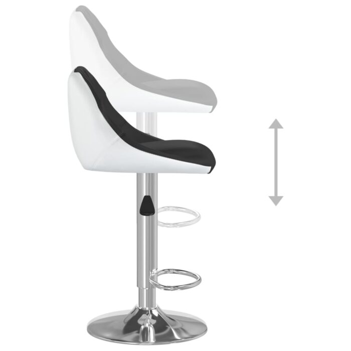 Tabourets de bar lot de 2 noir et blanc similicuir – Image 8