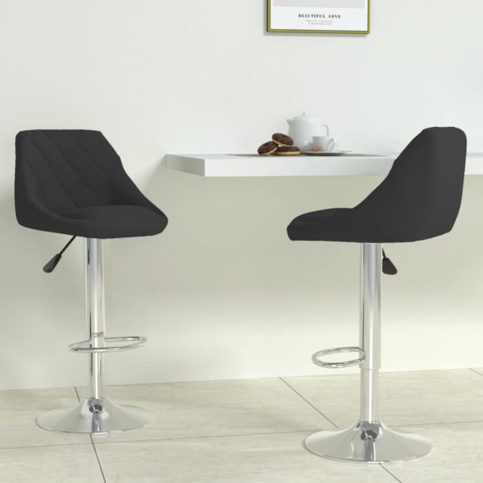 Tabourets de bar lot de 2 noir velours – Image 1