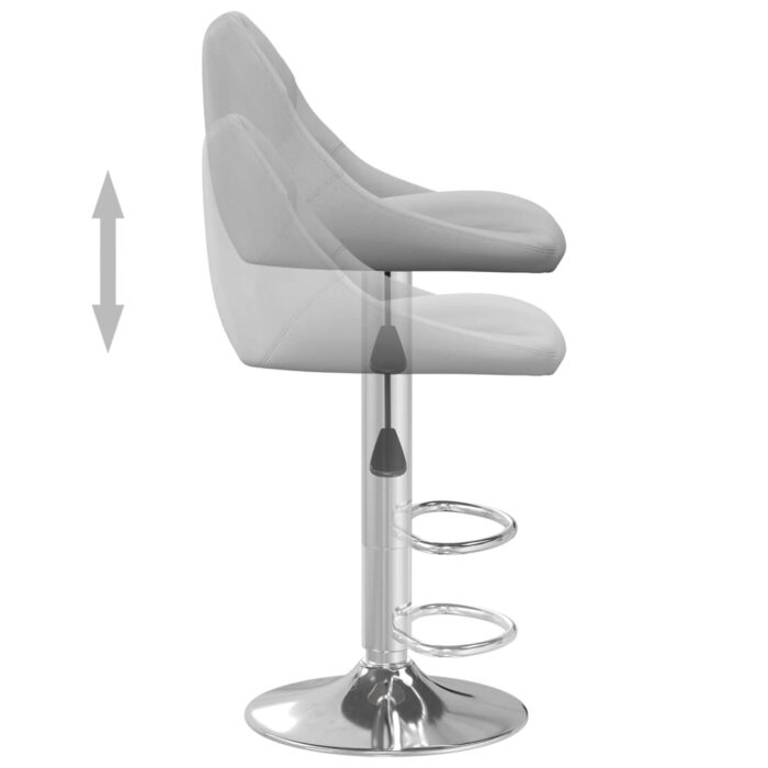 Tabourets de bar lot de 2 gris clair velours – Image 6