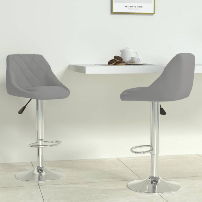 Tabourets de bar lot de 2 gris clair velours – Image 1