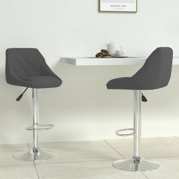 Tabourets de bar lot de 2 gris foncé velours – Image 1
