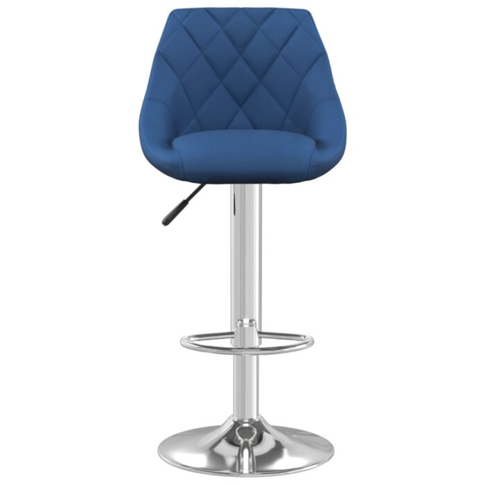 Tabourets de bar lot de 2 bleu velours – Image 2