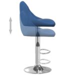 Tabourets de bar lot de 2 bleu velours – Image 6