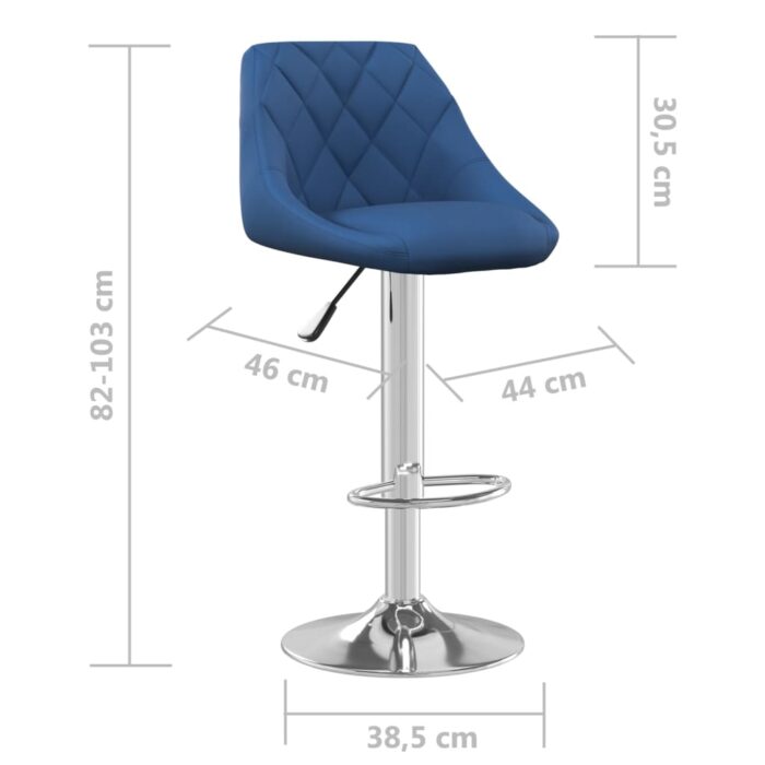 Tabourets de bar lot de 2 bleu velours – Image 7