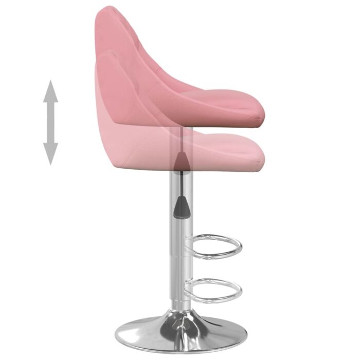 Tabourets de bar lot de 2 rose velours – Image 6