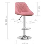 Tabourets de bar lot de 2 rose velours – Image 7