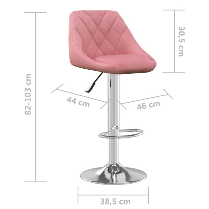 Tabourets de bar lot de 2 rose velours – Image 7