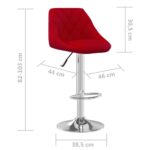 Tabourets de bar lot de 2 rouge bordeaux velours – Image 7