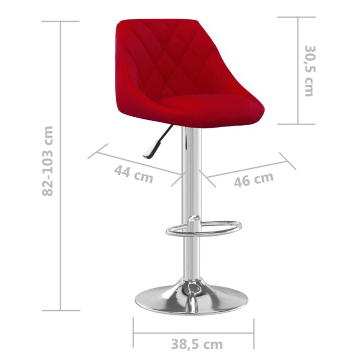 Tabourets de bar lot de 2 rouge bordeaux velours – Image 7