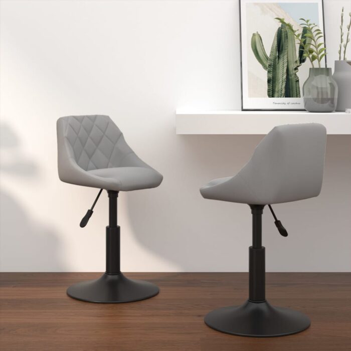 Chaises pivotantes à manger lot de 2 Gris clair Velours – Image 1