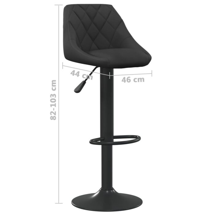 Tabourets de bar lot de 2 noir velours – Image 7