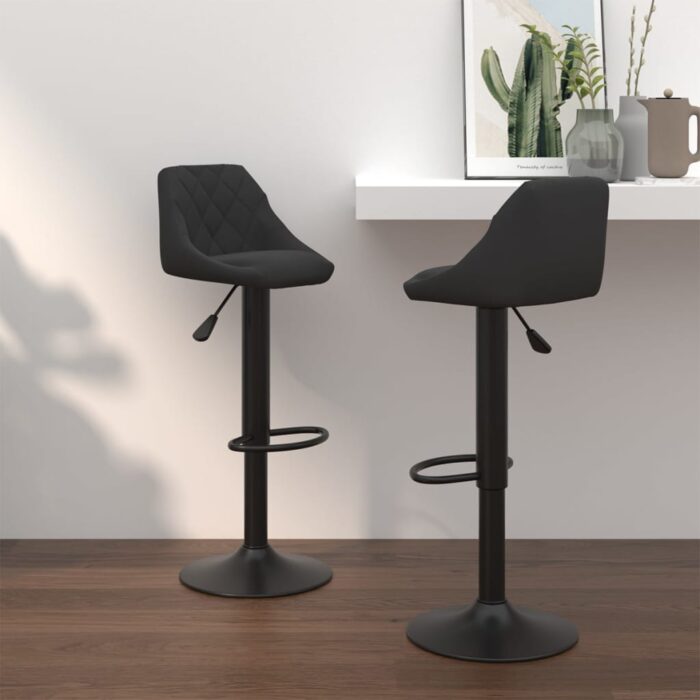 Tabourets de bar lot de 2 noir velours – Image 1