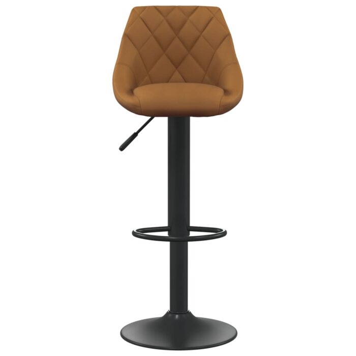 Tabourets de bar lot de 2 marron velours – Image 2