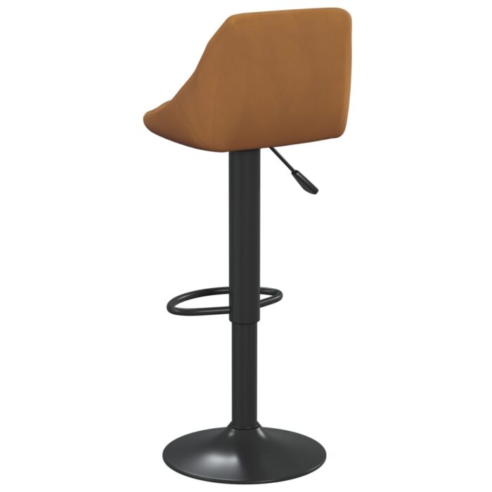 Tabourets de bar lot de 2 marron velours – Image 4
