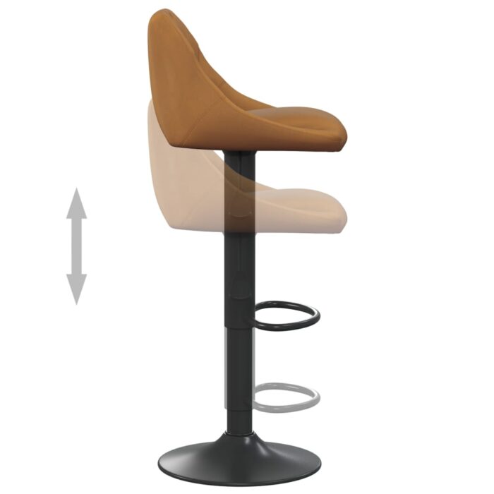 Tabourets de bar lot de 2 marron velours – Image 6