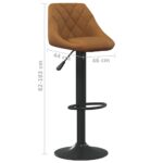 Tabourets de bar lot de 2 marron velours – Image 7