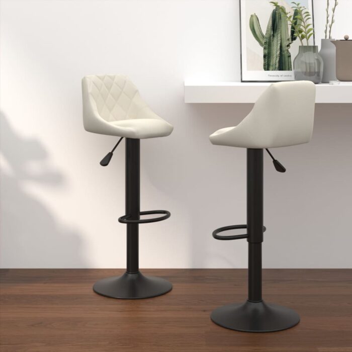Tabourets de bar lot de 2 crème velours – Image 1