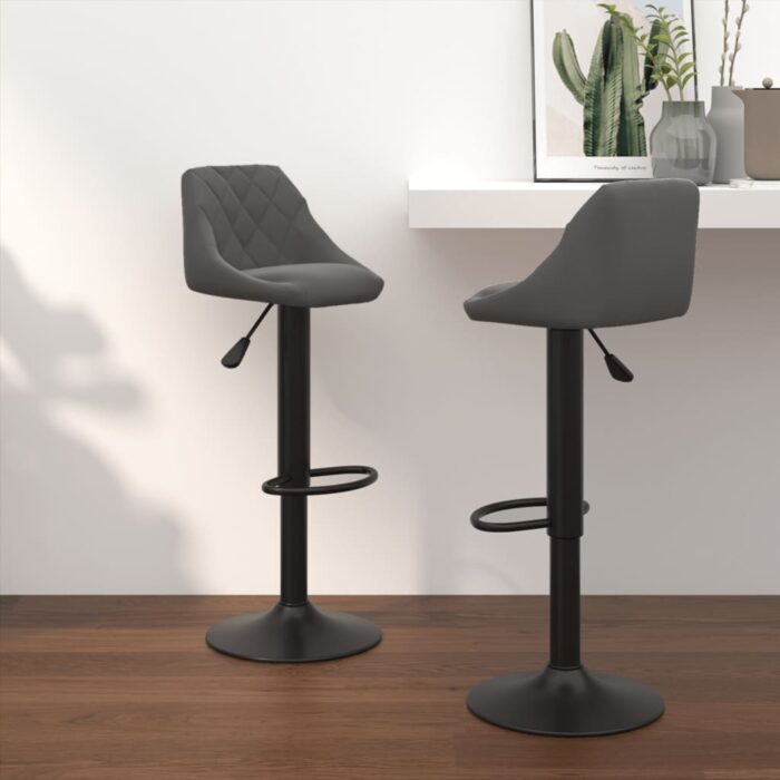 Tabourets de bar lot de 2 gris foncé velours – Image 1