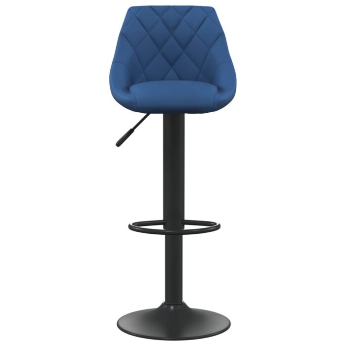 Tabourets de bar lot de 2 bleu velours – Image 2