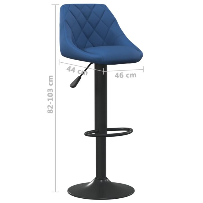 Tabourets de bar lot de 2 bleu velours – Image 7