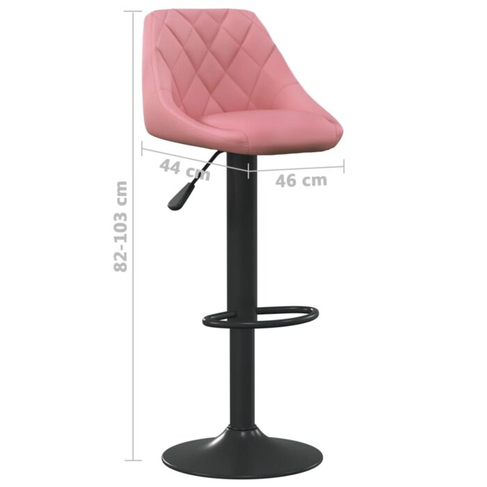 Tabourets de bar lot de 2 rose velours – Image 7