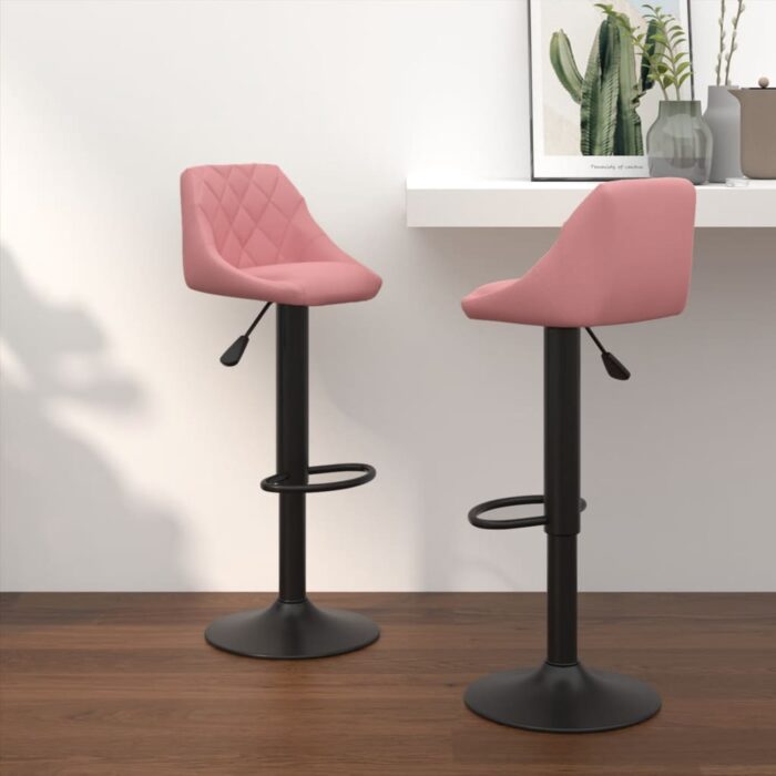 VXL8720286537343_m_en_hd_1.jpg Tabourets de bar lot de 2 rose velours – Image 1