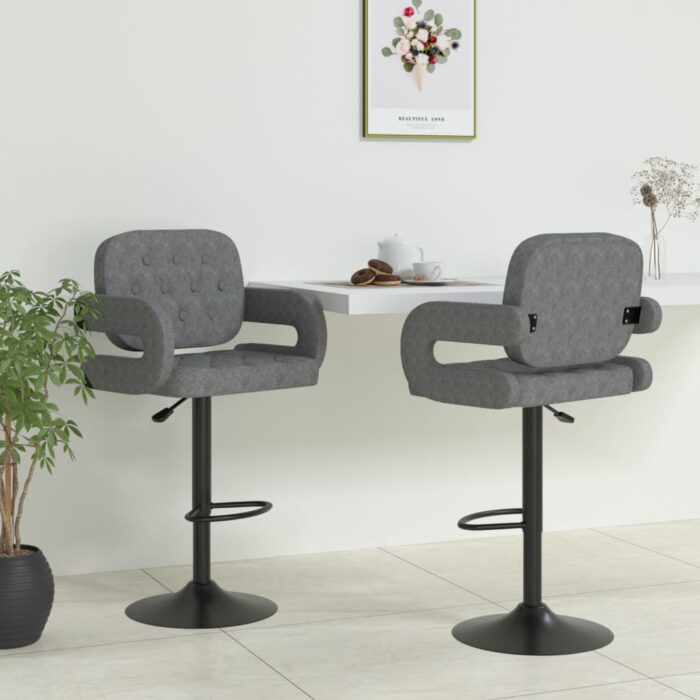 Tabourets de bar lot de 2 gris clair tissu – Image 1
