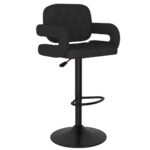 Tabourets de bar lot de 2 noir tissu – Image 5