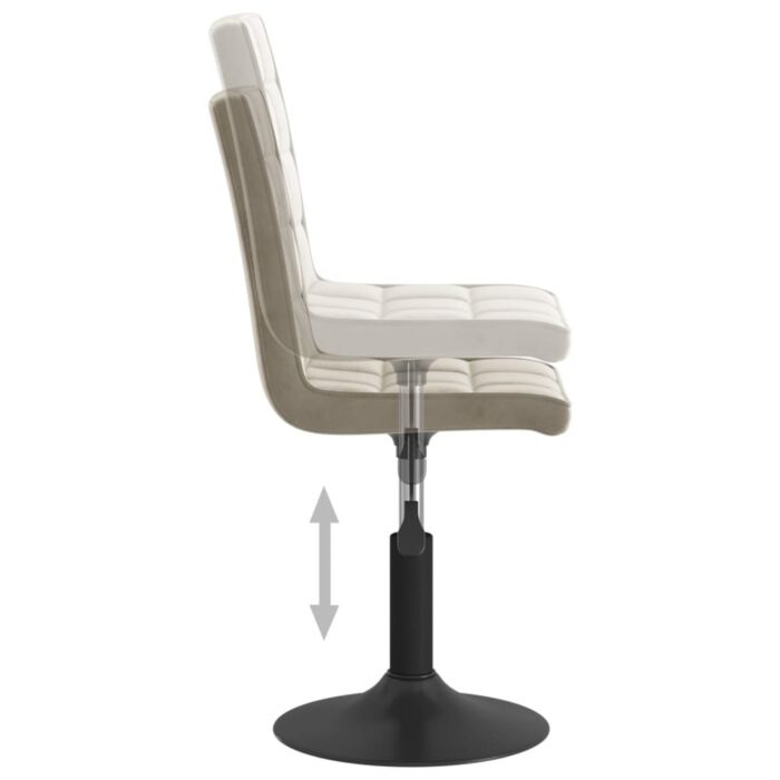 Chaises pivotantes à manger lot de 2 gris clair velours – Image 6