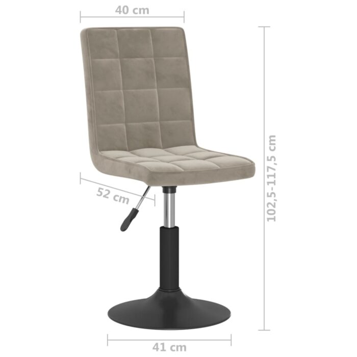 Chaises pivotantes à manger lot de 2 gris clair velours – Image 8