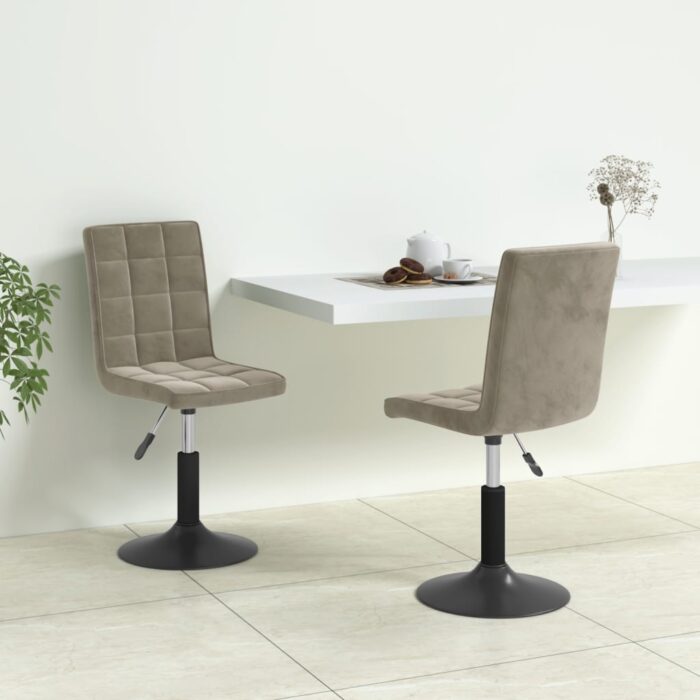 Chaises pivotantes à manger lot de 2 gris clair velours – Image 1