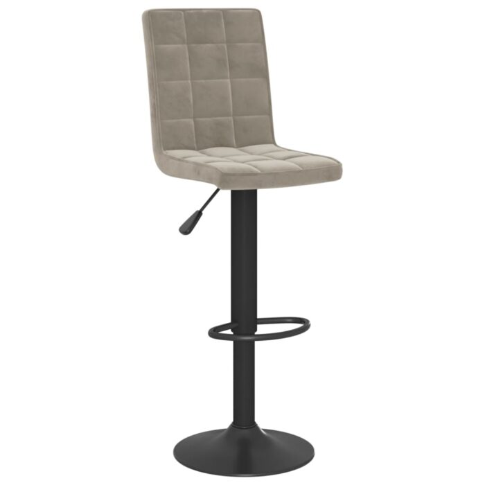 Tabourets de bar lot de 2 gris clair velours – Image 2
