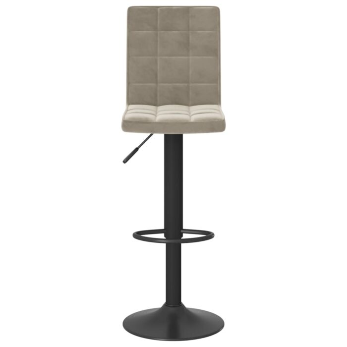 Tabourets de bar lot de 2 gris clair velours – Image 3