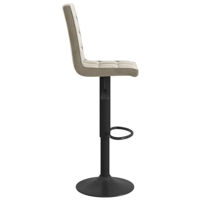 Tabourets de bar lot de 2 gris clair velours – Image 4