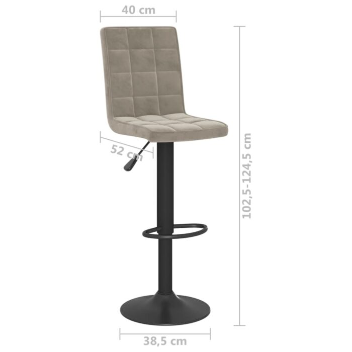 Tabourets de bar lot de 2 gris clair velours – Image 8
